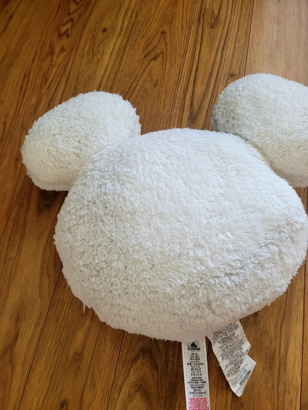 Disney White Plush Mickey Head Accent Pillow